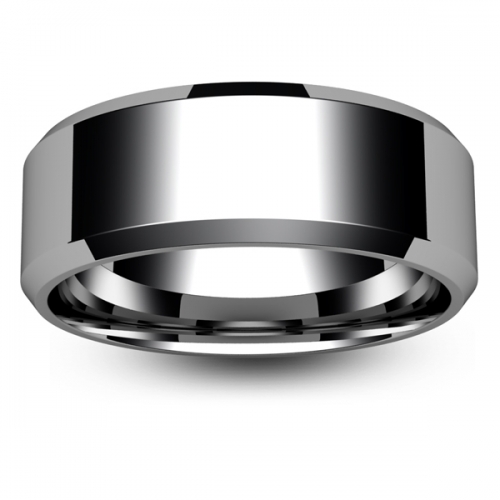 Flat Court Chamfered Edge -  8mm Palladium Wedding Ring 